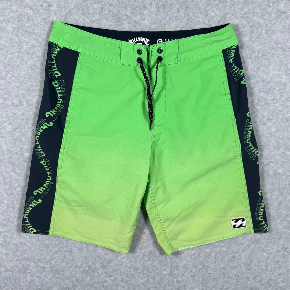 Billabong Mens Recycler Lo Tide Board Shorts Lime Green Black y2k Skate Surf